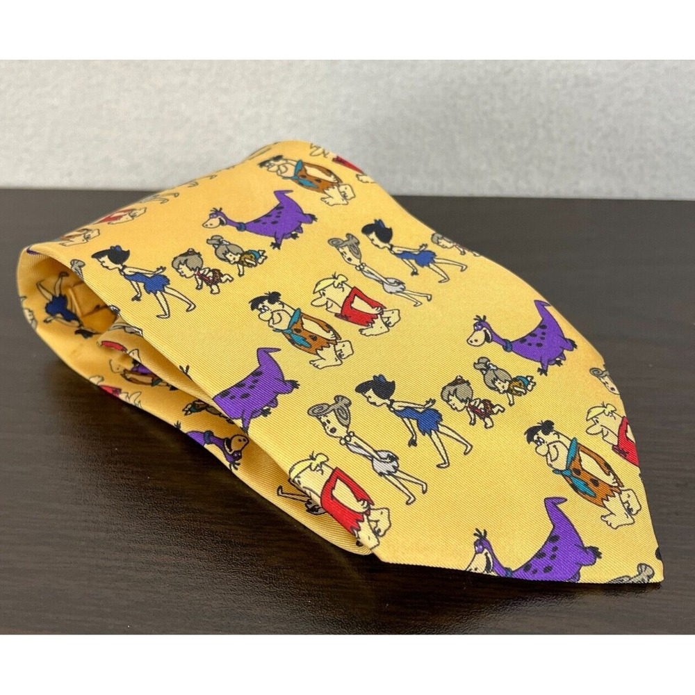 HANNA BARBERA Flintstones‎ Vintage '93 Mens  Neck Tie 100% Silk Tie Rack Italy
